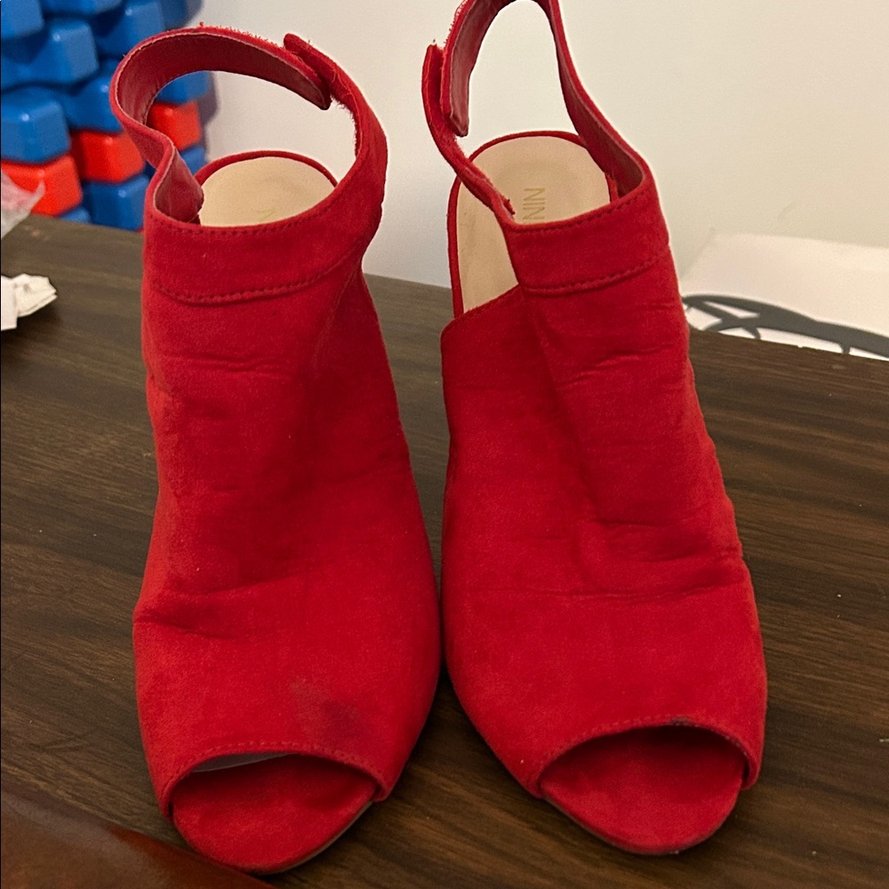 Nine West Bold Red Open-Toe Heels